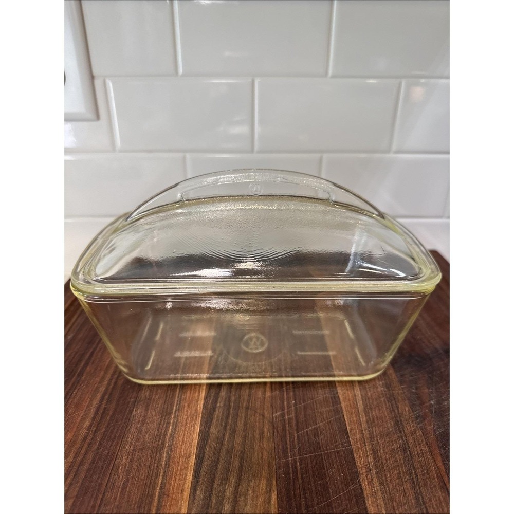VTG Westinghouse Clear Glass Rectangular Refrigerator Storage Fin Top Loaf Pan‎